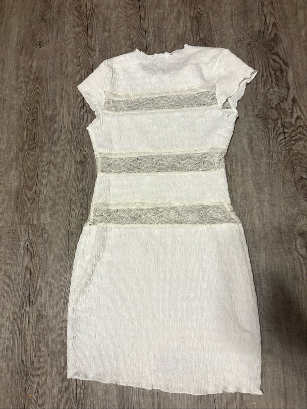 Tularosa Sheer Lace Paneled White Bodycon Mini Dress